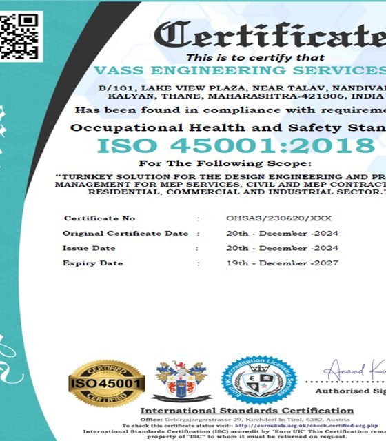 ISO 45001:2018 certificate